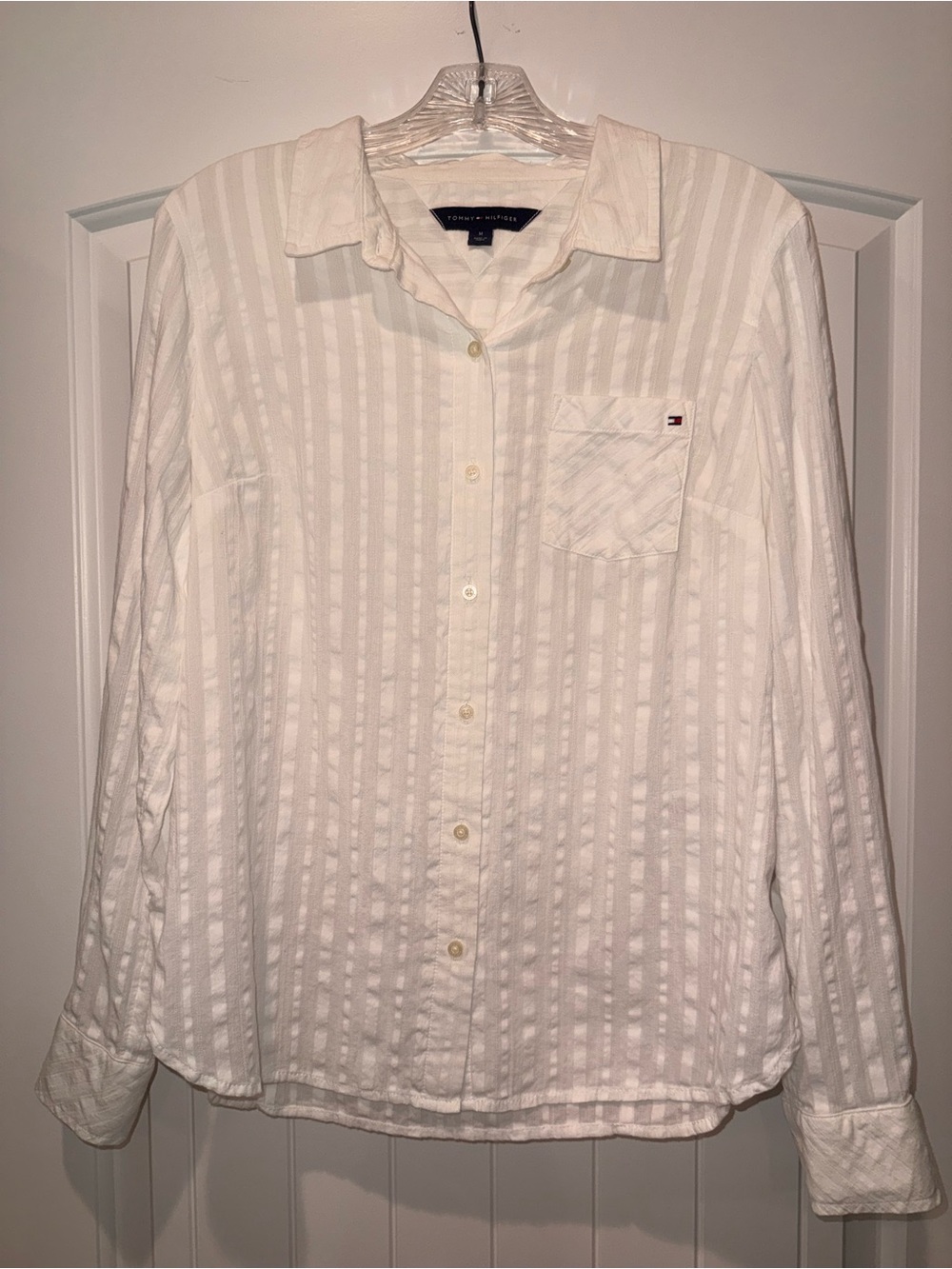 Tommy Hilfiger White Textured Button-Down Women's Shirt